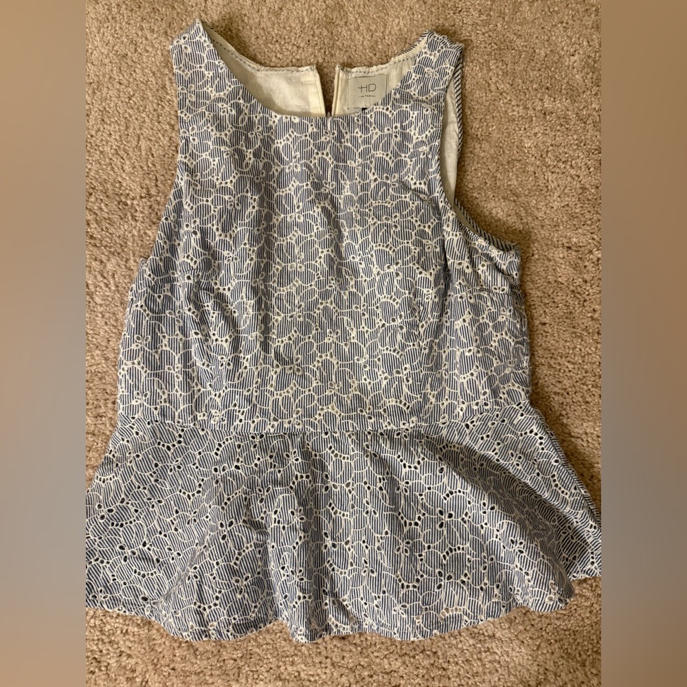 HD in Paris Blue and White Peplum Blouse